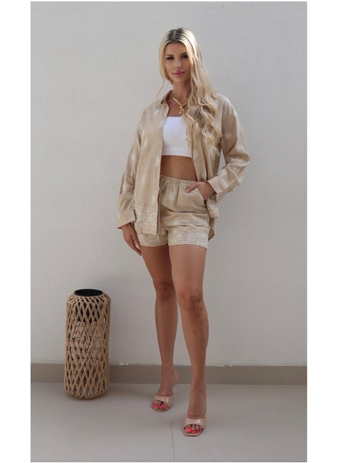 Nova Embroidered Set - Beige - One Size