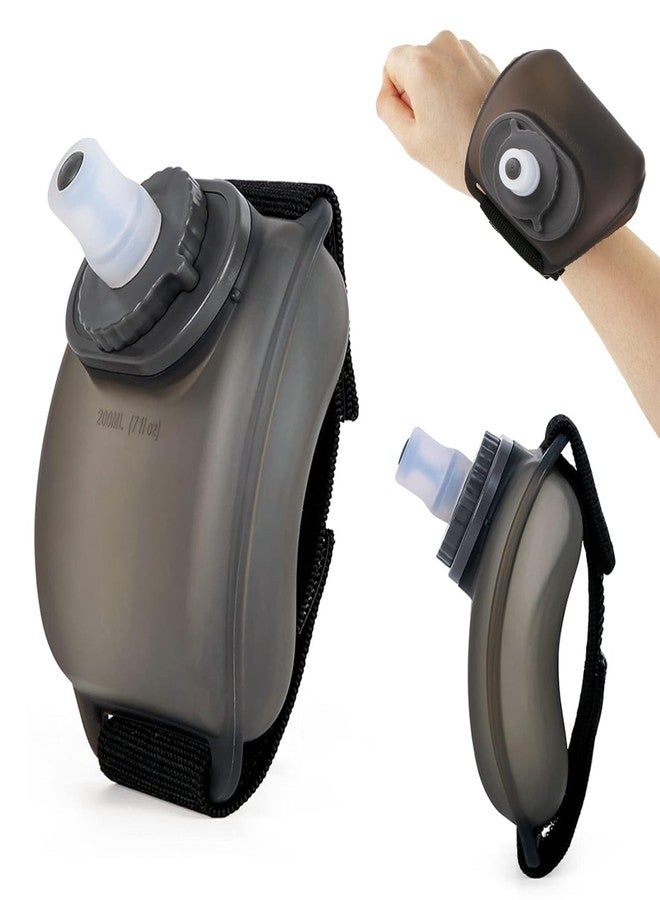 OPNEX Wrist Sports Water Bottle With Adjustable Hand Strap 200 Ml - Soft Silicone BPA Free Mini Hydration Bottle For Running, Jogging, Cycling & Hands Free Exercise (Black) - Image 1
