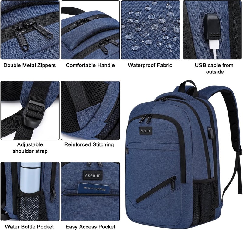 Asenlin Travel Laptop Backpack for Women & Men,Water Resistant Business Slim Sturdy Computer Backpack - Image 4
