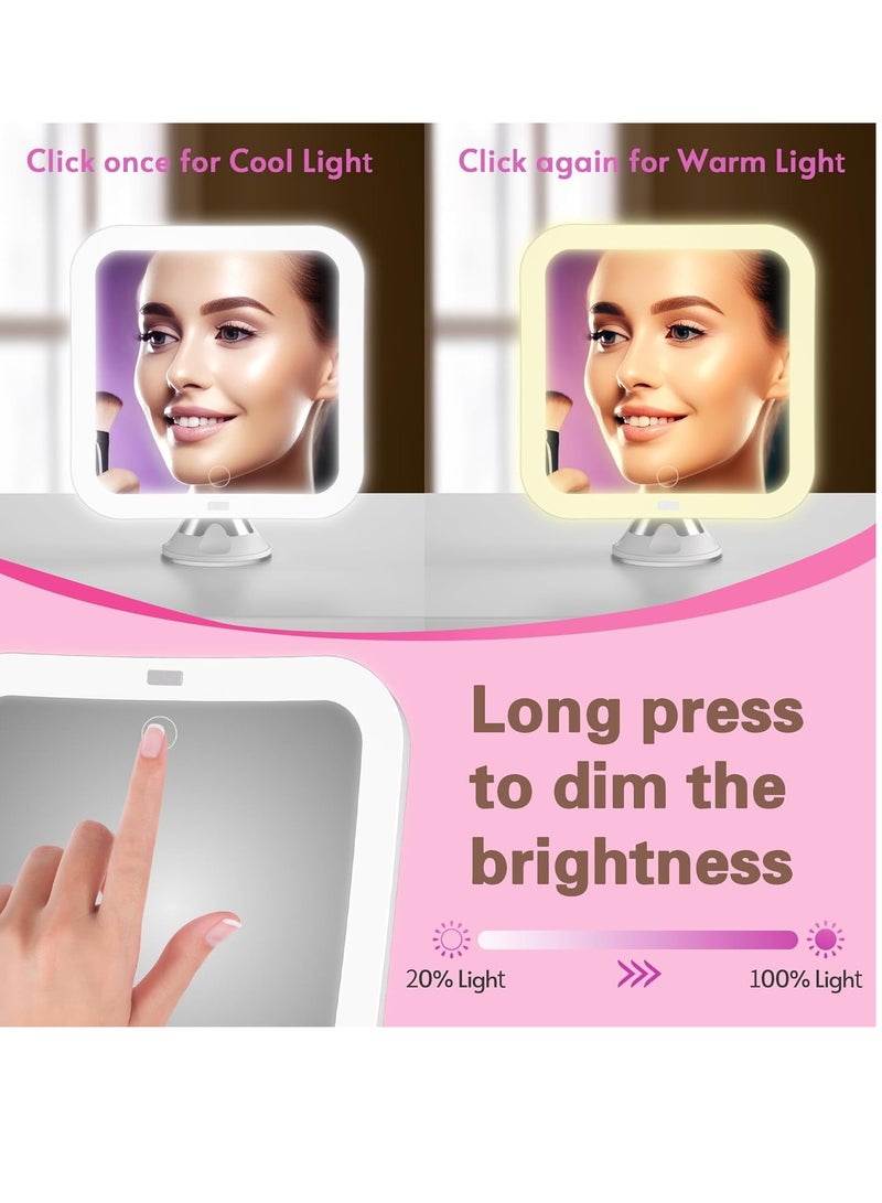 MT Upgraded 10x Magnifying Lighted Makeup Mirror with Natural White LED Lights, 360°Swivel Portable Cordless Makeup Mirrors with Locking Suction Base for Home Bathroom Shower and Travel (Large) - Image 4