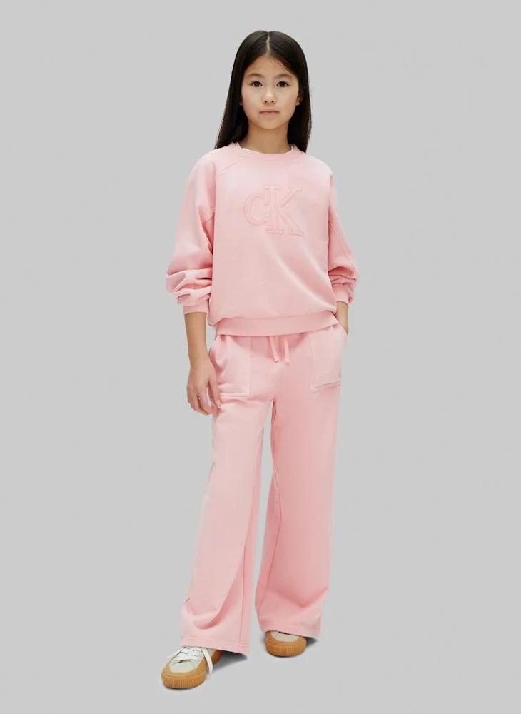 Calvin Klein Jeans QUARTZ PINK 14-1714 TCX Pigment Dyed Wide Leg Trousers for Women | Best Price UAE