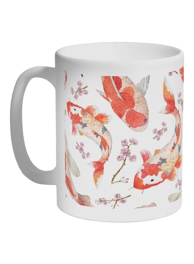 RYN Fish Printed Coffee Mug White/Orange/Purple 325ml