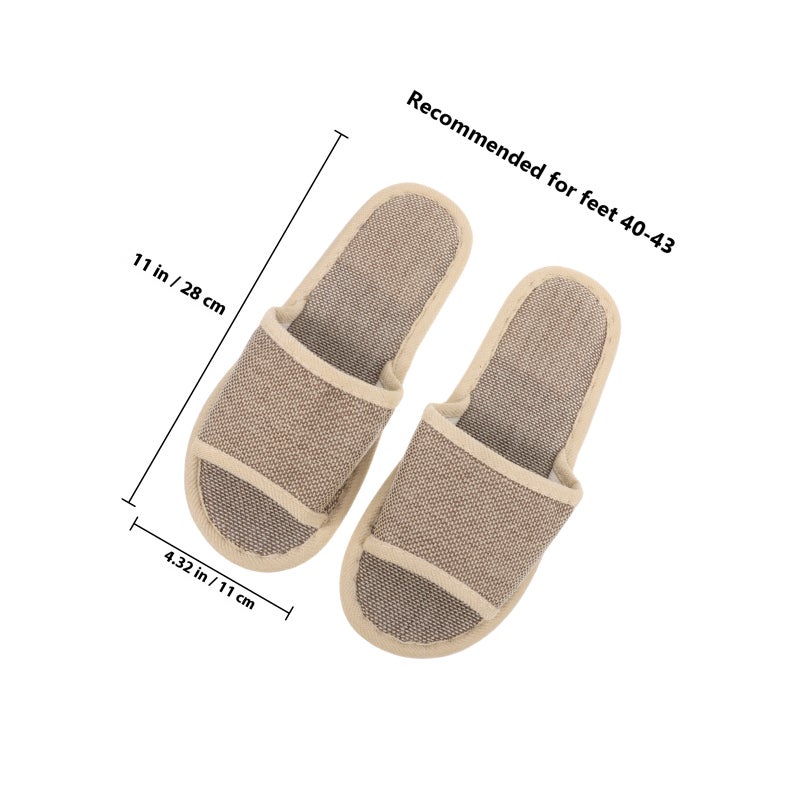 2 Pairs of 29cm Slippers Summer Anti Slip EVA Bottom Cotton Linen Slippers for Hotel Home (Beige) - Image 2