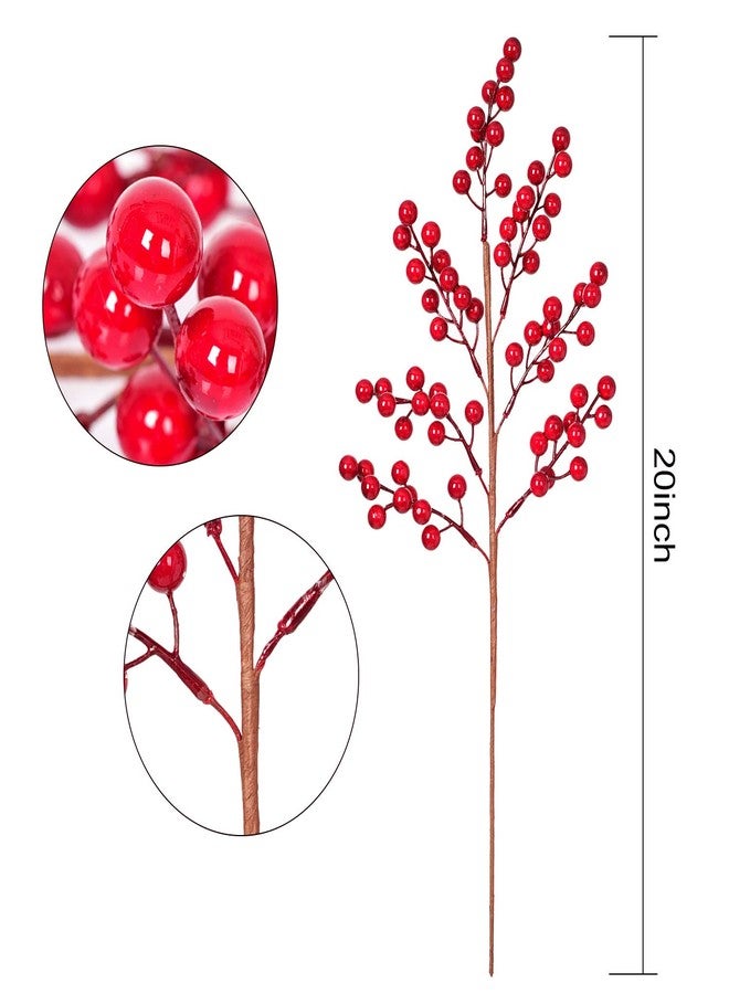 Lvydec 4 Pack Artificial Red Berry Stems - 20 Inch Christmas Holly Berry Branches for Holiday Home Decor and Crafts - Image 5