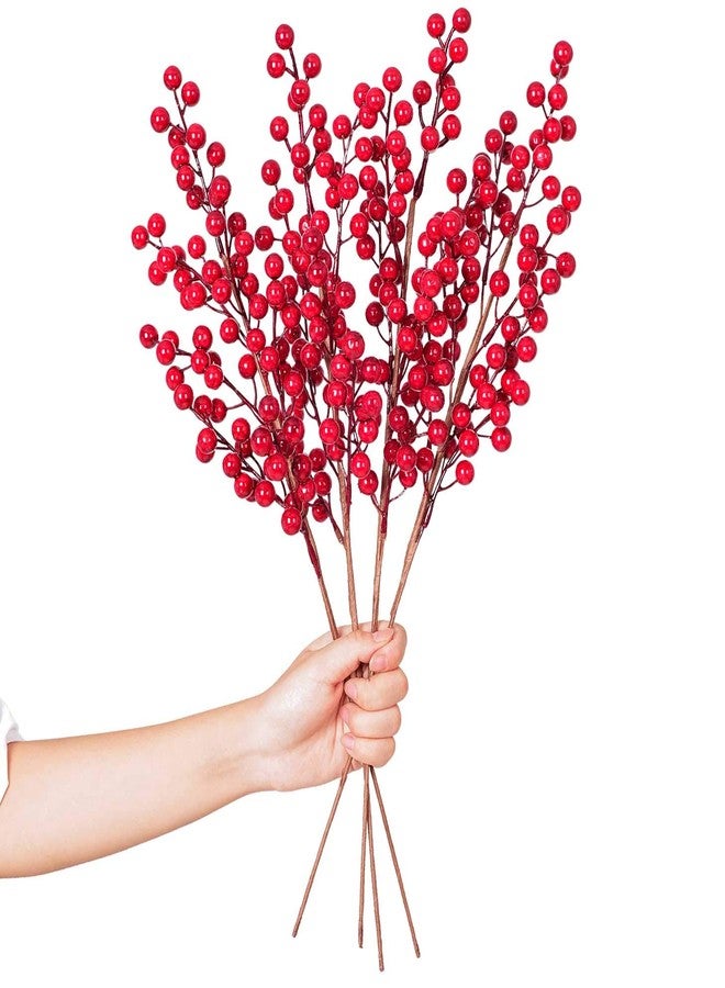 Lvydec 4 Pack Artificial Red Berry Stems - 20 Inch Christmas Holly Berry Branches for Holiday Home Decor and Crafts - Image 1