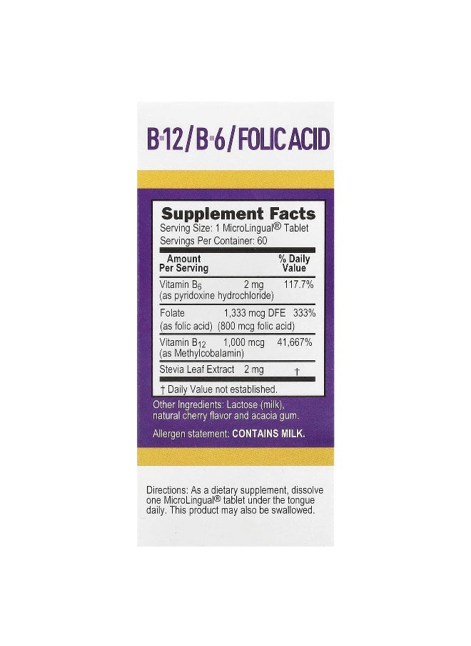 Superior Source - Superior Source, Methylcobalamin B-12, B-6 & Folic, 60 MicroLingual® Instant Dissolve Tablets - Image 1