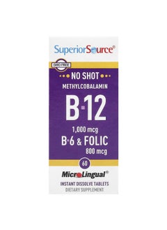 Superior Source Superior Source, Methylcobalamin B-12, B-6 & Folic, 60 MicroLingual® Instant Dissolve Tablets  - Image 1