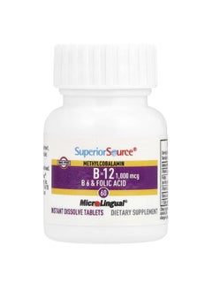 Superior Source Superior Source, Methylcobalamin B-12, B-6 & Folic, 60 MicroLingual® Instant Dissolve Tablets  - Image 3