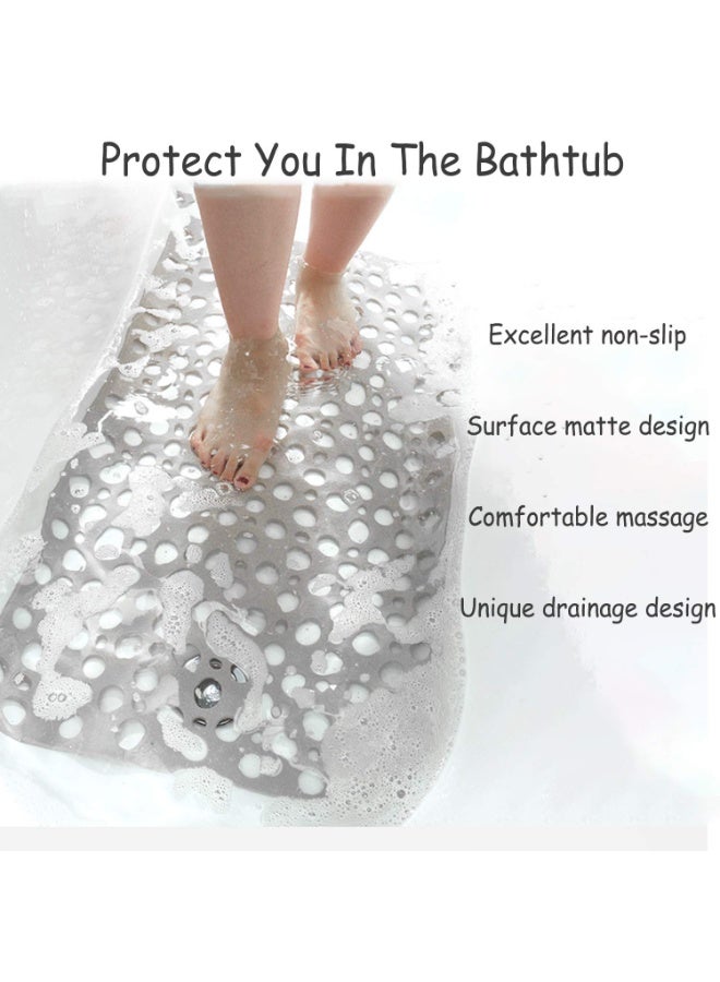 Non Slip Shower Mats Bath Mat Anti Mould TPE Bathroom Bathtub Mat Floor Shower Mats Anti Slip Antibacterial with Suction Cups & Drainage hole Perfect for Everyone Safety Khaki 16.9" x 29.5"/43 x 75cm - Image 5