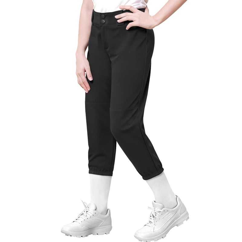 QBK 2T-13Years Girls' Softball Pants Kids' Youth Boys' Baseball Practice Pant Toddler tee Ball Pantsï¼ˆBlackï¼Œ6Tï¼‰ - Image 1
