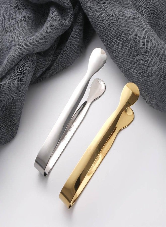 DPWOUM Stainless Steel Mini Ice Tongs Sugar Cubes Tongs Serving Tongs with Smooth Edge for Tea Party,Coffee Bar Cooking Utensils (Black) - Image 3