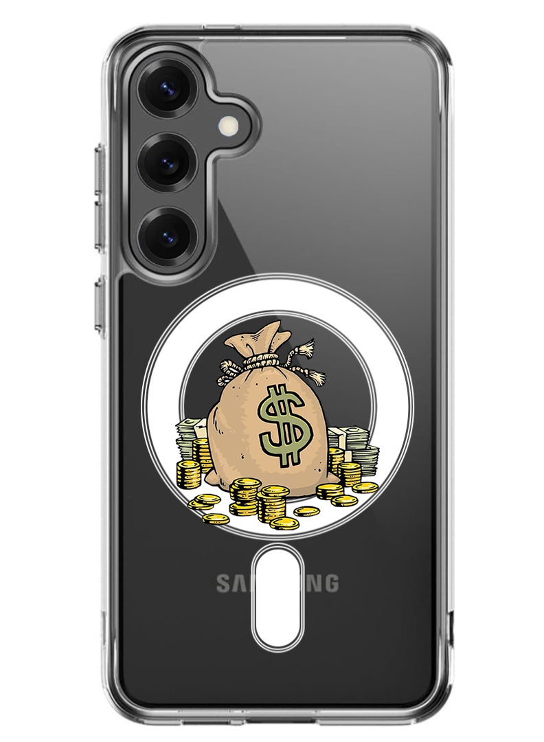 Theodor Magnetic Case for Samsung Galaxy S25 6.2-inch Compatible with MagSafe Wireless Charging, Shockproof Phone Bumper Cover Dollar bag - Image 1