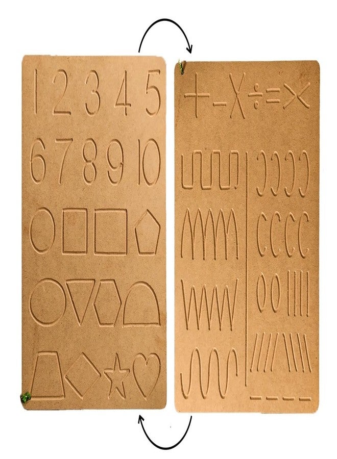 RCW Wooden Tracing Board for Kids Educational Learning Toys with Pencil Educational Letter Slate Learning Writing Practice Board for Baby Double Sided 1-10 & Shape Patterns (Set of 1) - Image 1