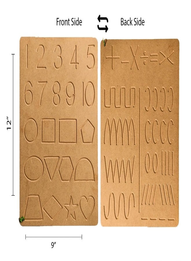 RCW Wooden Tracing Board for Kids Educational Learning Toys with Pencil Educational Letter Slate Learning Writing Practice Board for Baby Double Sided 1-10 & Shape Patterns (Set of 1) - Image 2