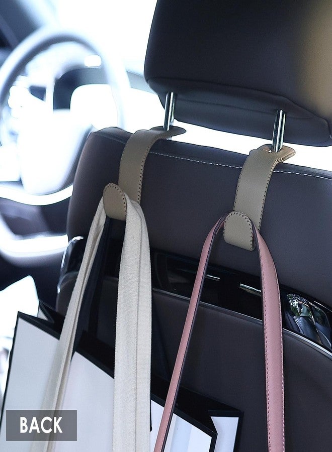 AMVOYOA Leather Car Hooks for Headrest - Fully Leather-Wrapped U-Shaped Purse Holder for Car, Flexible Seat Back Organizer & Durable Car Accessories for Purses, Bags, Coats & More (Beige, 2 Pack) - Image 4