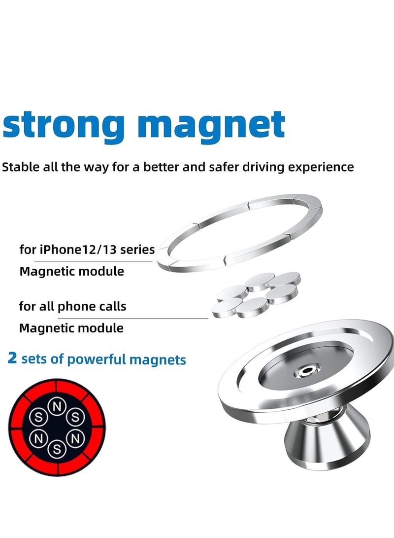 SYOSI Magnetic Phone Holder for Car, [ Super Strong Magnet ] 360° Rotation Universal Dashboard Car Mount Compatible with All Smartphones (Silver) - Image 4