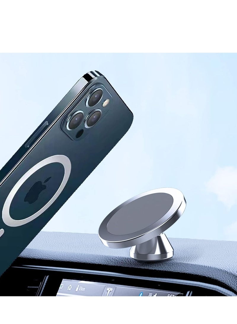 SYOSI Magnetic Phone Holder for Car, [ Super Strong Magnet ] 360° Rotation Universal Dashboard Car Mount Compatible with All Smartphones (Silver) - Image 1
