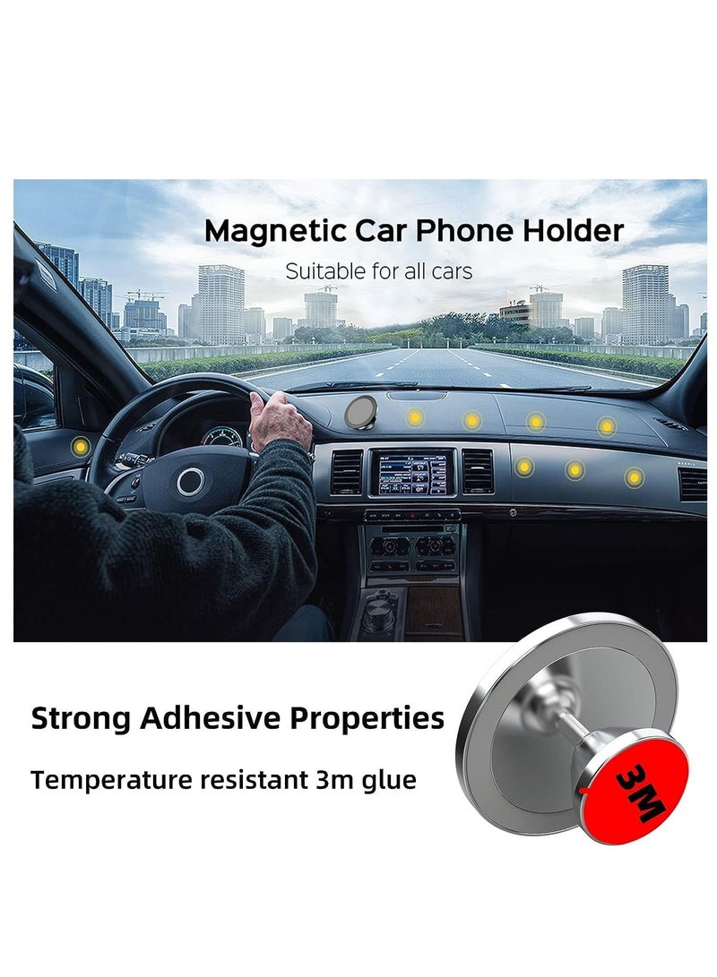 SYOSI Magnetic Phone Holder for Car, [ Super Strong Magnet ] 360° Rotation Universal Dashboard Car Mount Compatible with All Smartphones (Silver) - Image 5