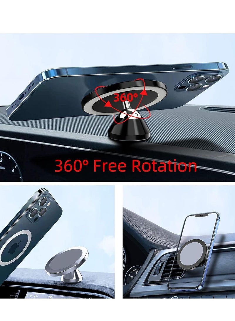 SYOSI Magnetic Phone Holder for Car, [ Super Strong Magnet ] 360° Rotation Universal Dashboard Car Mount Compatible with All Smartphones (Silver) - Image 2