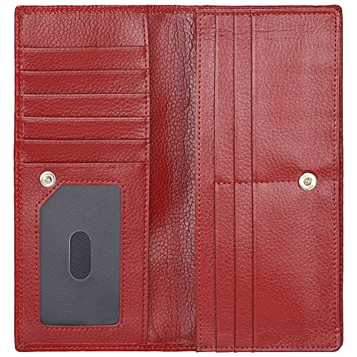 Lavemi Ultra Slim Thin Leather Women Wallet RFID Blocking Credit Card Holder Bifold Long Ladies Billfold (Wine Red) - Image 5
