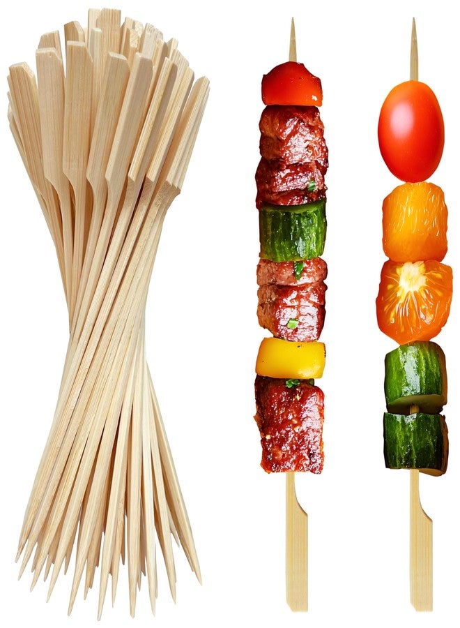 XMZY 8 Inch Bamboo Skewers 200 PCS Kabob Skewers Grilling Bamboo Sticks for Fruit Kabobs Wooden Paddle for BBQ (8 Inch) - Image 1
