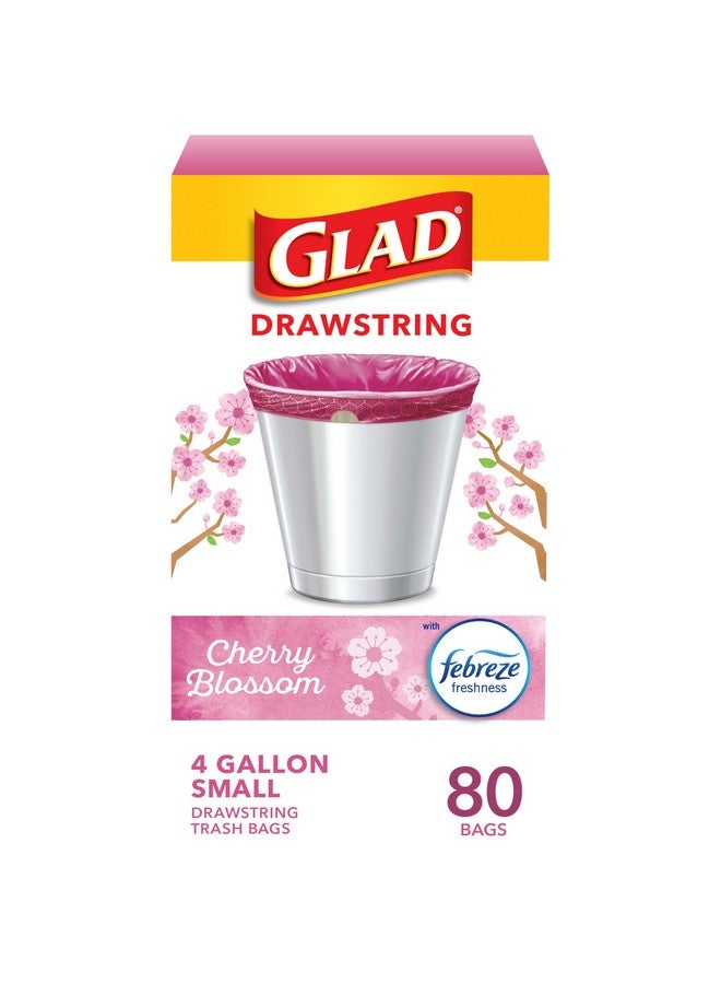 Glad Odorshield Small Drawstring Trash Bags, 4 Gal, Pink, Cherry Blossom, 80 Ct, Pack May Vary - Image 1