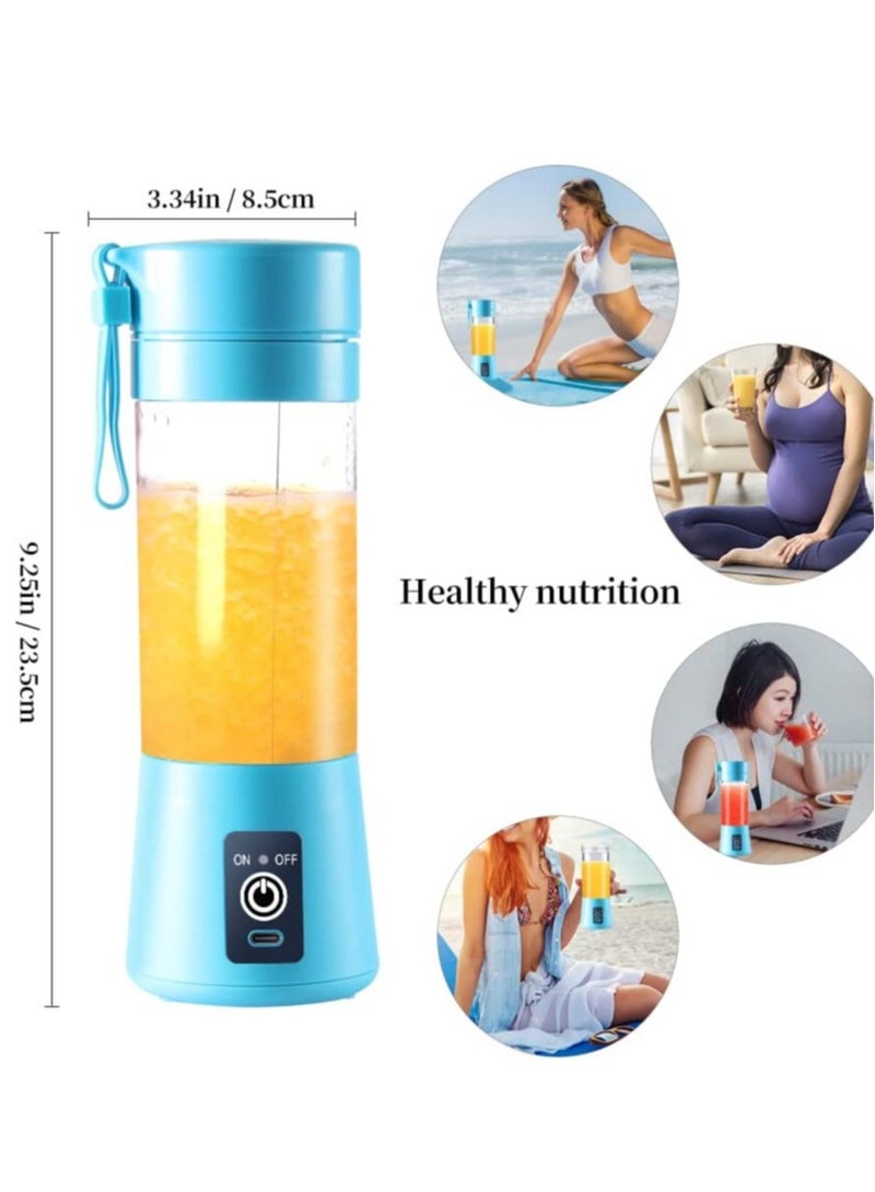 ELTRAZONE Portable Blender Cup,Electric USB Juicer Blender,Mini Blender Portable Blender For Shakes and Smoothies, Juice,380ml, Six Blades Great for Mixing,Bule  - Image 5