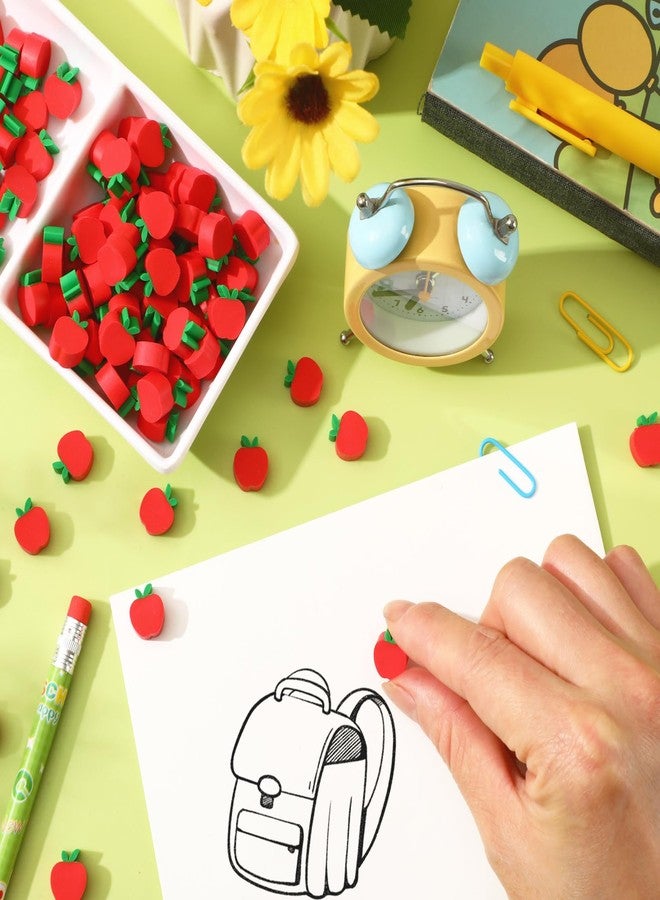 JUNEBRUSHS 150pcs Apples Erasers for Kids Bulk, Welcome Back to School Gifts Red Mini Apples Erasers for First Day of School Teachers Supplies Students Classroom Prizes Homework Rewards - Image 3