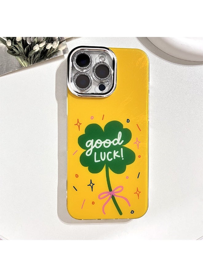 NIBEMINENT Cartoon Green Lucky Grass Protective TPU Case Cover For iPhone 14 Clear - Image 1