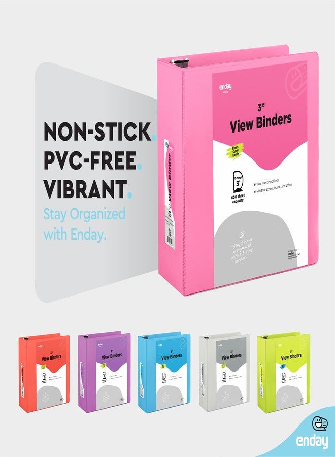 Enday 3 Inch Binder (2 Pack) Pink and Purple 3 Ring Binder 3 inch, Clear View Cover with 2 Inside Pockets, Three Ring Binders for Home, Office and School Supplies - Enday - Image 5