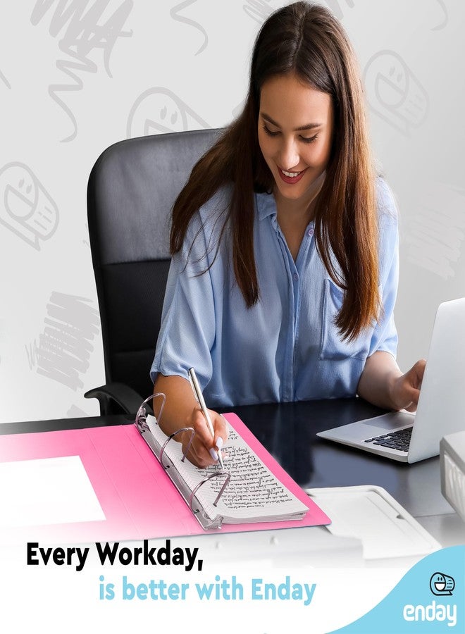 Enday 3 Inch Binder (2 Pack) Pink and Purple 3 Ring Binder 3 inch, Clear View Cover with 2 Inside Pockets, Three Ring Binders for Home, Office and School Supplies - Enday - Image 2