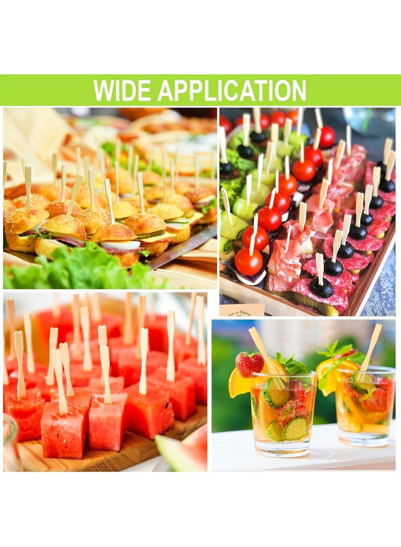 لافيش - عبوة من ١٠٠ قطعة | شوك فاكهة خشبية من الخيزران - أعواد طعام كوكتيل ثنائية الشوكة للاستخدام مرة واحدة | أسياخ صديقة للبيئة ذات أطراف حادة للمقبلات والحلويات والحفلات وخدمات الطعام - Image 5