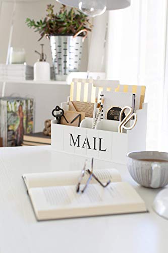 BLU MONACO White Wooden Mail Organizer – 3-Tier White Desk Organizer – Rustic Country Mail Sorter for Kitchen Countertop or Office Use - Image 4
