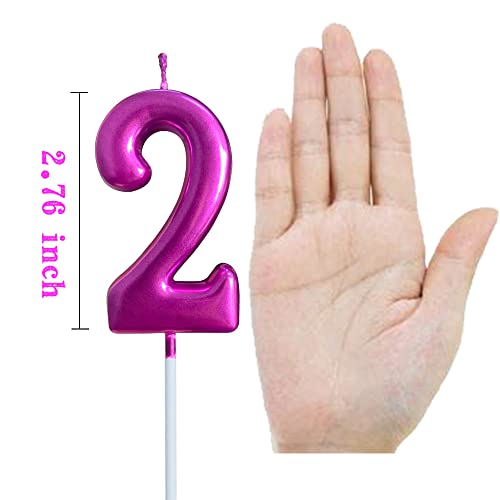 XNOVA 2nd Birthday Candle Two Years Purple Happy Birthday Number 2 Candles for Cake Topper Decoration for Party Kids Adults Numeral 20 23 12 26 29 21 27 62 25 - Image 2