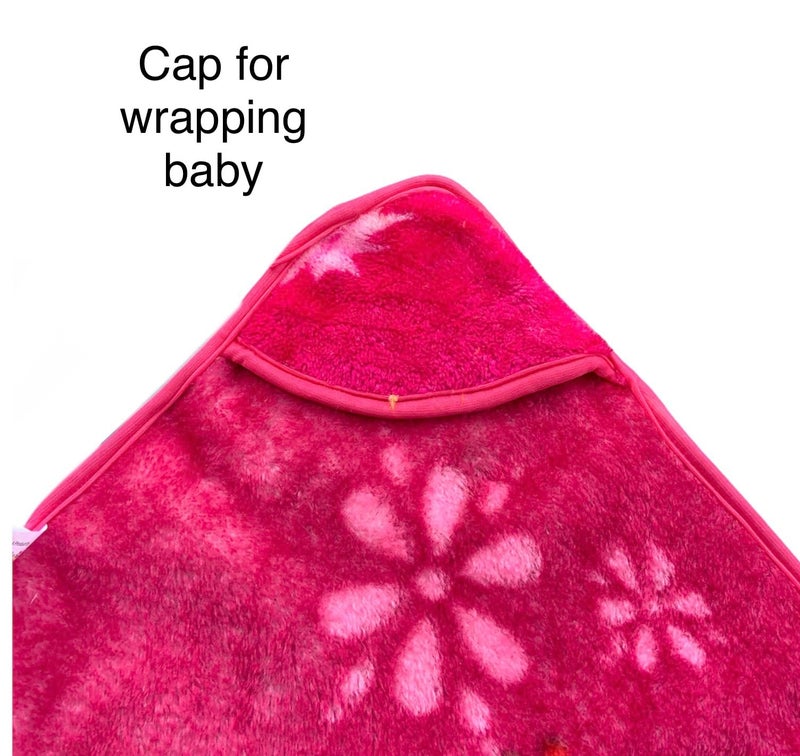 PWI New Born Baby's Swaddle Multipurpose Baby Hooded Wrapper|Blanket Cum Wrapper|Swaddle for Babies 85x110cm (Magenta) - Image 3