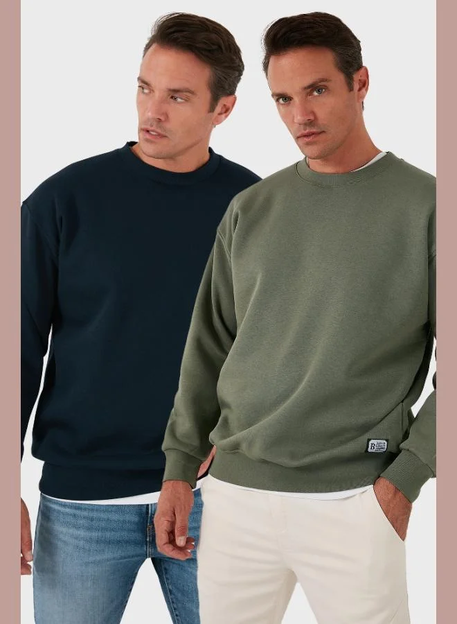 Buratti Buratti Regular Fit Crew Neck Fleece Lined 2-Pack Men's Sweatshirt 5905255S2