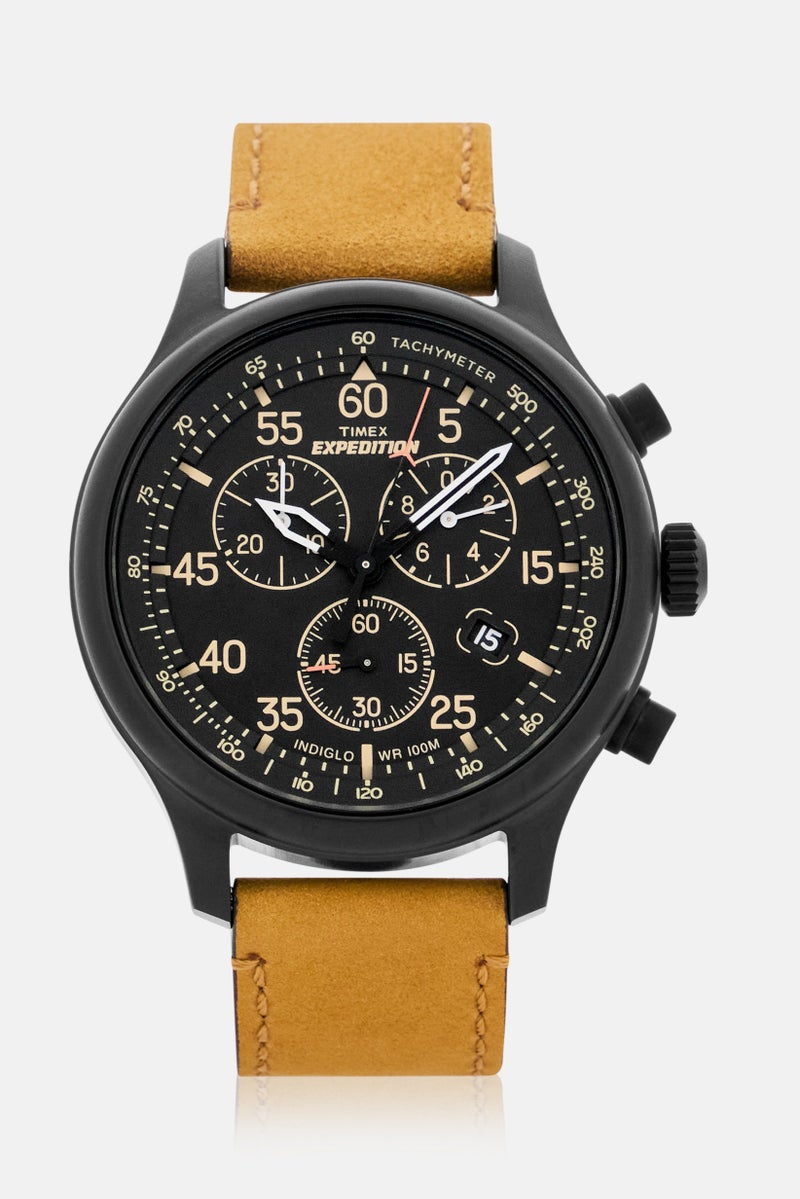 TIMEX Men TW4B12300 Leather Analog Watch 43mm, Brown - Image 1