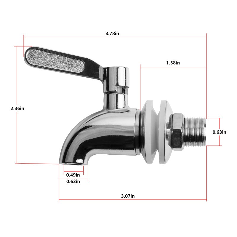 PUSCRIENO Replacement Spigot for Beverage Dispenser, Stainless Steel Spigot for Drink Dispenser, â€‹Water Dispenser Spigot, Food Grade, with Anti-Clogging Cap - Image 3