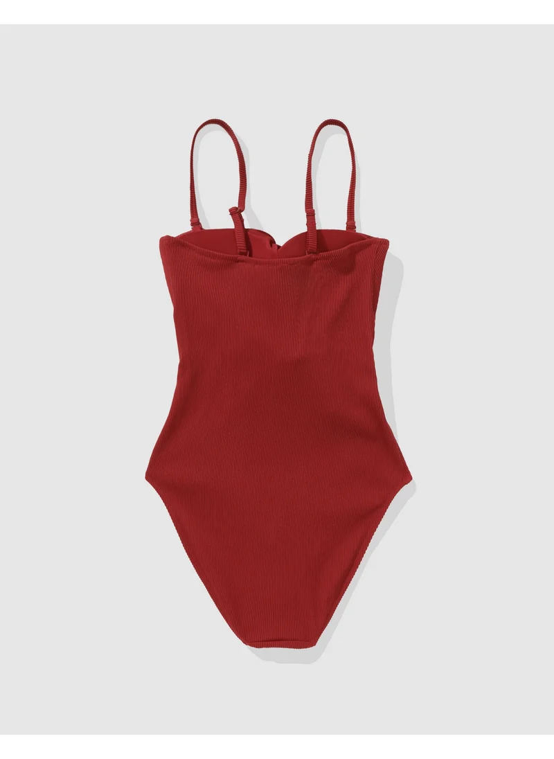 آري من امريكان ايجل Aerie Ribbed Wrap Tie One Piece