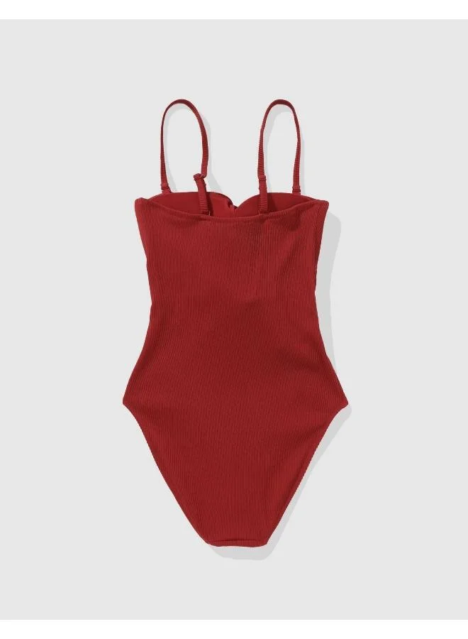 Aerie Aerie Ribbed Wrap Tie One Piece