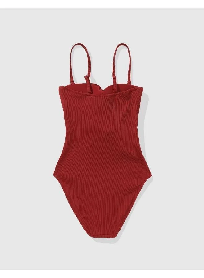 Aerie Aerie Ribbed Wrap Tie One Piece