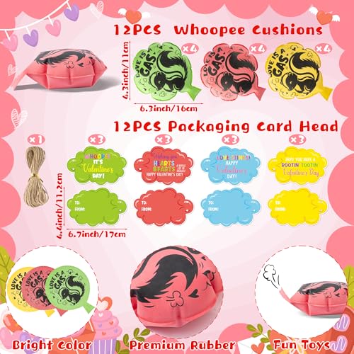 CPicdn 12 Pack Valentines Day Whoopee Cushions Card Set Funny Skunk Whoopee Cushion with Card Valentines Day Fart Prank Kit Toys Party Favors Novelty Trick Joke Gift for Kids Adults Office Home - Image 5