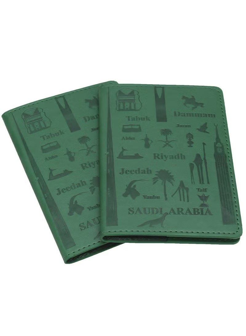 2 Pack Passport Holder for Travel Essentials, Passport Wallet Cover Case for Travel Must Haves Accessories,Passport Book Holders for Women and Men Green  - Image 1