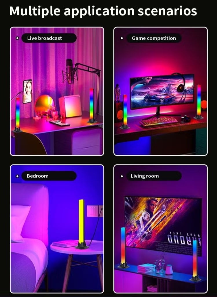 SENOROVA RGB Gaming Light Bars, 2PCS Smart Ambient LED Lights with Music Sync, App & Remote Control, Color Changing Desktop Light Bars for TV, PC Monitor, Gaming Room, Bedroom Setup - Image 4