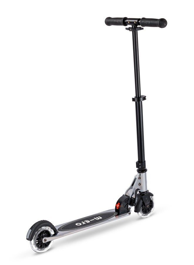 Micro Micro Scooters | Sprite Glow LED Handlebar Adjustable Scooter Silverchrome | Lightweight | Light Up Wheels | Foldable | 6-12yrs | Boys & Girls  - Image 3