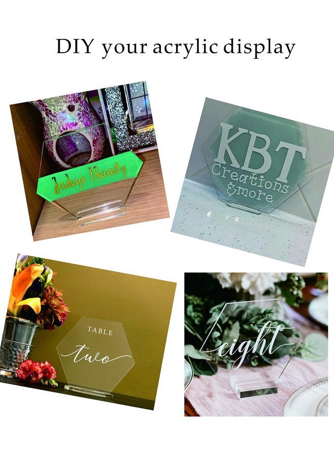 XIAOYUE 5 Sets Acrylic Blanks Hexagon with Stand,DIY Clear Wedding Signs,Personalized Hand Lettered Table Numbers (5.5'') - Image 2