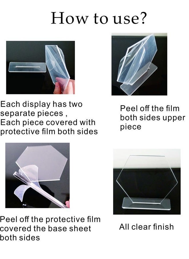 XIAOYUE 5 Sets Acrylic Blanks Hexagon with Stand,DIY Clear Wedding Signs,Personalized Hand Lettered Table Numbers (5.5'') - Image 3