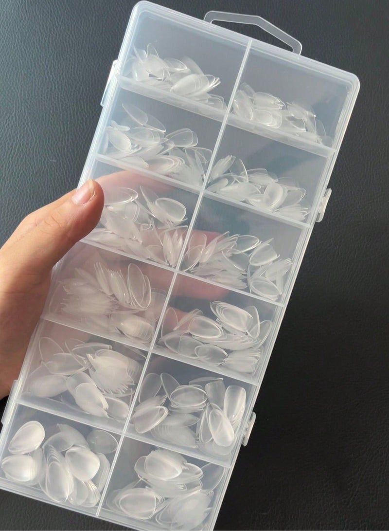 240pcs Pre-Shaped Acrylic Gel Nail Tips - Semi-Matte Full Cover Clear Jelly Press-On False Nails, Short Almond French Design, DIY Nail Extension Kit for Home and Salon Use - Image 5