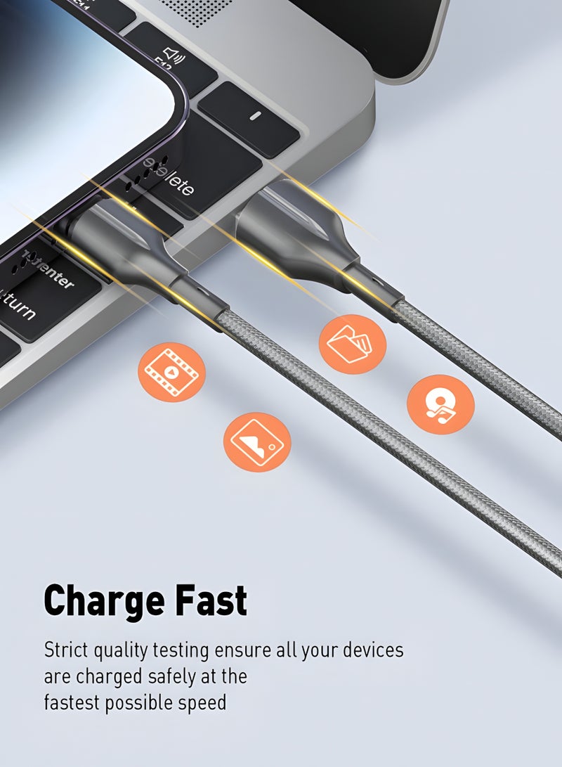 لدنيو كابل LDNIO USB-A إلى Type-C للشحن السريع ونقل البيانات 25 واط بطول 1 متر – كابل PVC مضفر متين - Image 5