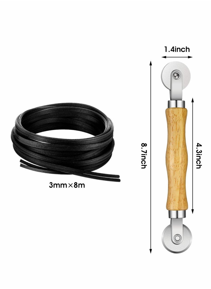 Excefore - Screen Retainer Spline Screen Rolling Tool with Wood Handle and Steel Wheels Spline Repair Roller Tool Kit for Installing Rolling Window and Door Screens (0.12 Inch x 26 Feet) - Image 1